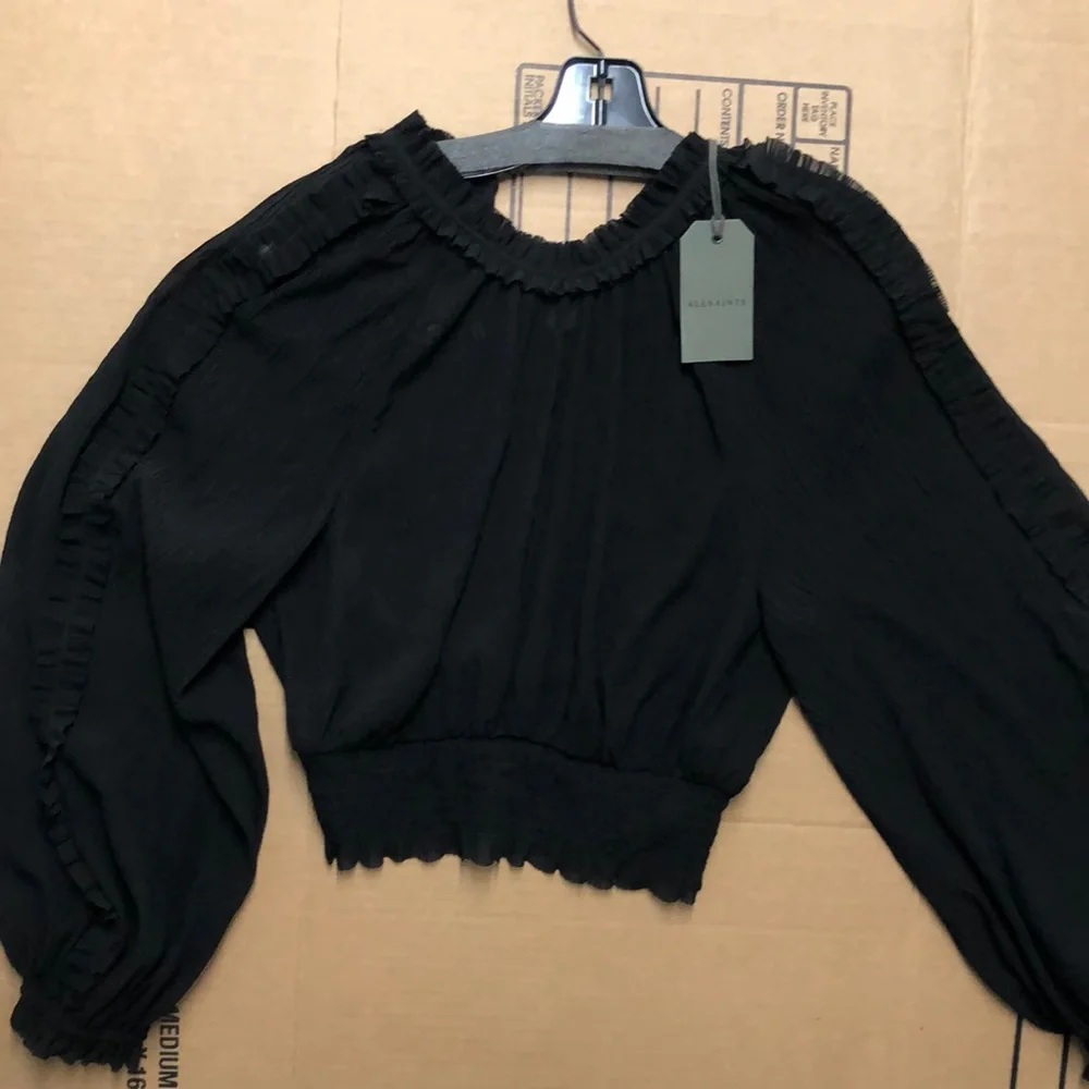 NWT, AllSaints  Thallo blouse , blk US sz 2 - Picture 5 of 11